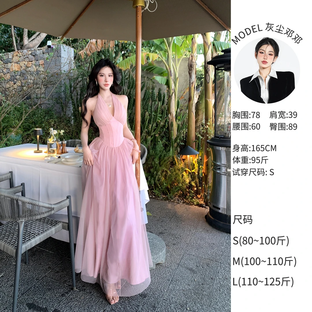 灰尘邓邓 法式气质高级时尚小众设计波点纯欲连衣裙长裙 D24Q4542