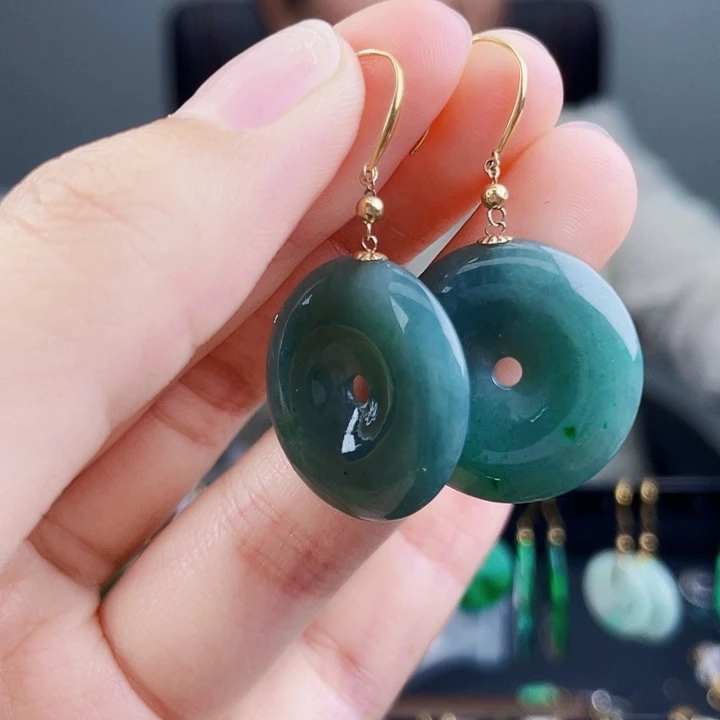 翡翠耳饰18K金镶嵌饰品