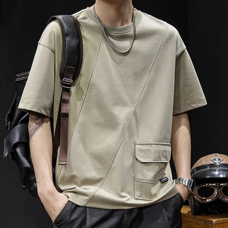 LEIGHZ/雷茨短袖t桖男休闲男士夏季半袖宽松潮流百搭圆领大码上衣