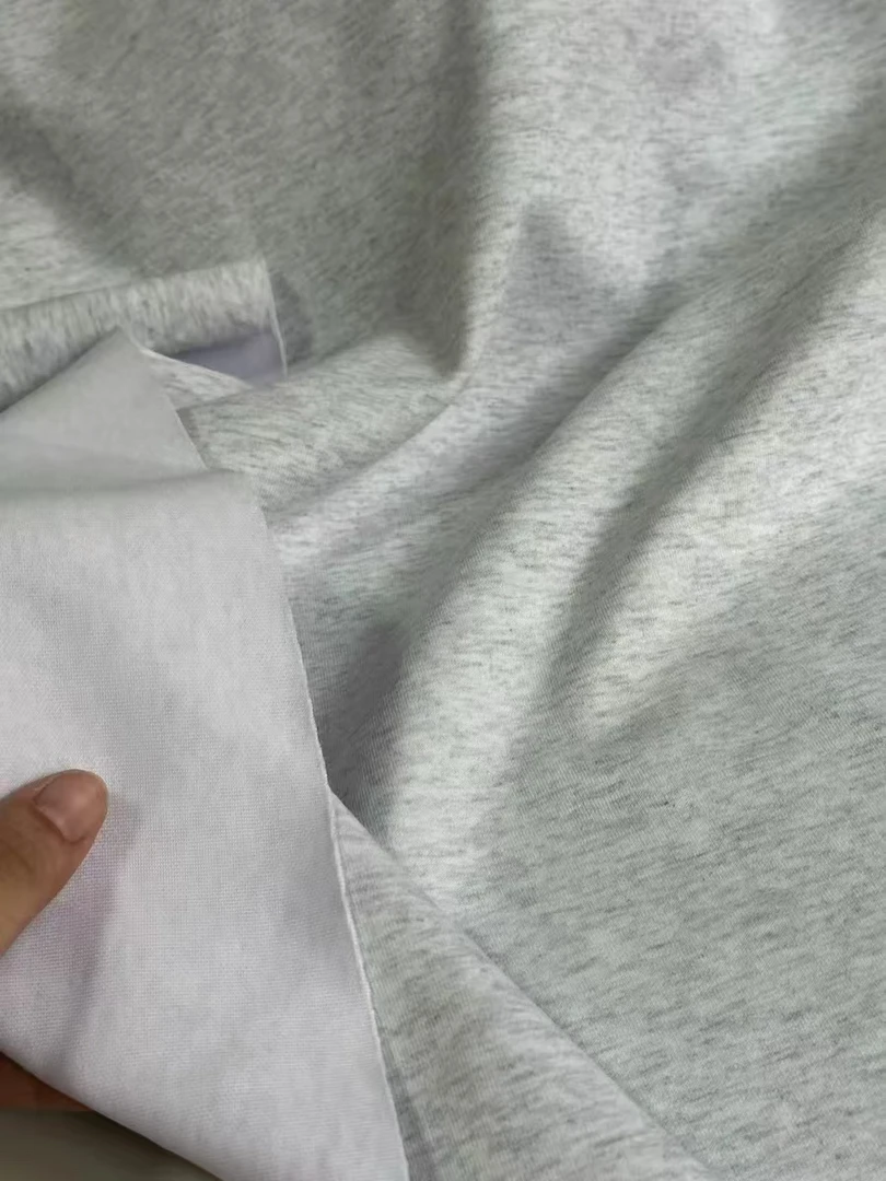 花灰色纯棉水柔空气层 柔软垂感有廓形 卫衣外套裙子裤子面料