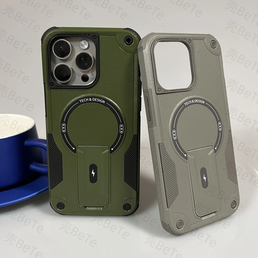 强力防摔适用苹果16Promax手机壳14配件15磁吸支架13简约12保护套