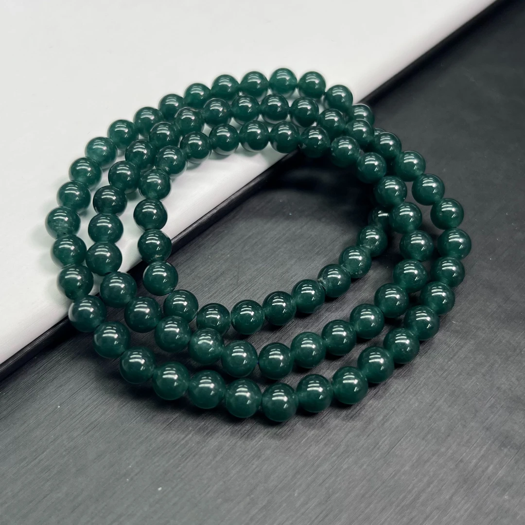 【精品】蓝钢多圈6mm手链百搭 A336