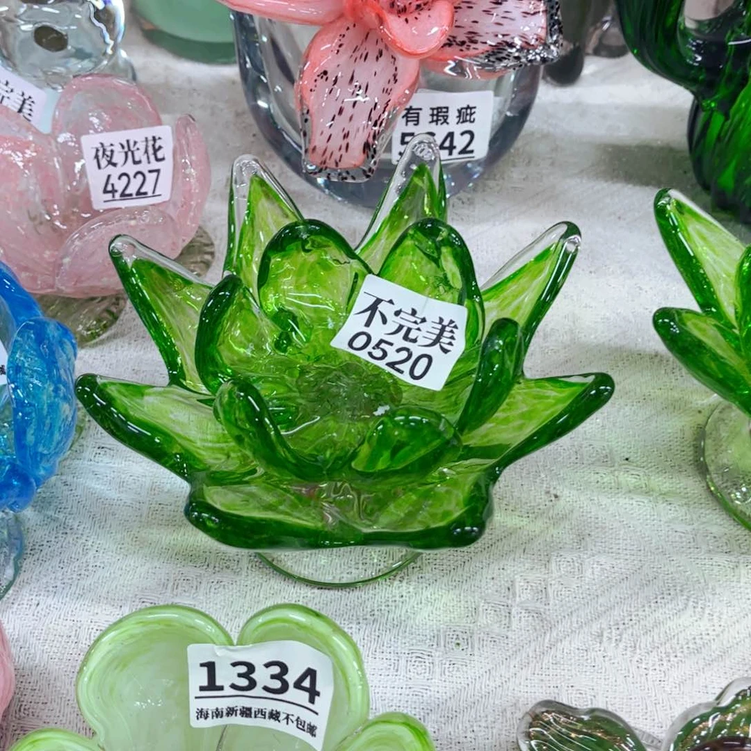 0520莲花烛台，不完美 家悦琉璃花瓶摆件