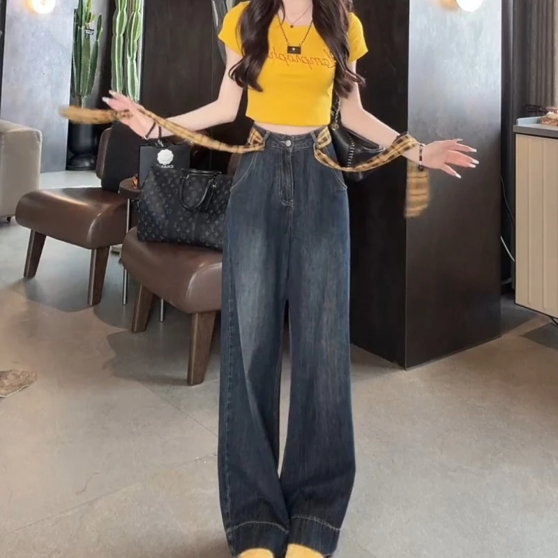 夏季时尚百搭修身显瘦T恤+气质百搭洋气休闲显瘦牛仔裤LK2502985