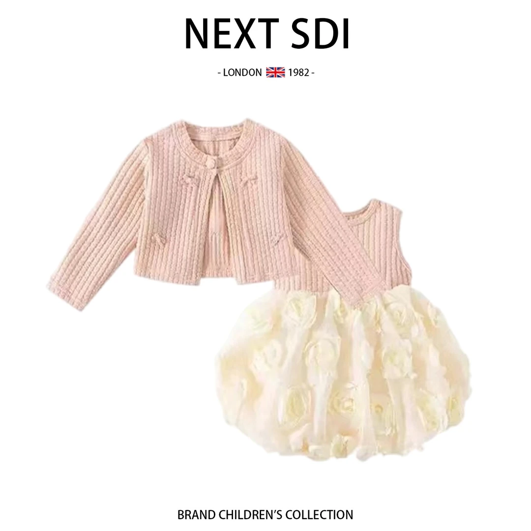 英国Next Sdi女孩连衣裙秋季宝宝甜美公主连衣裙一岁连衣裙针织开