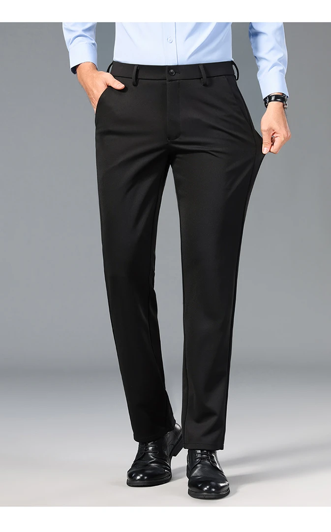 培蒙男士休闲直西裤秋款百搭商务长裤修身弹力男装裤子