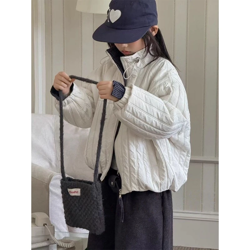 女童外套秋装2025新款洋气儿童韩版秋冬款时髦中大童夹棉开衫上衣