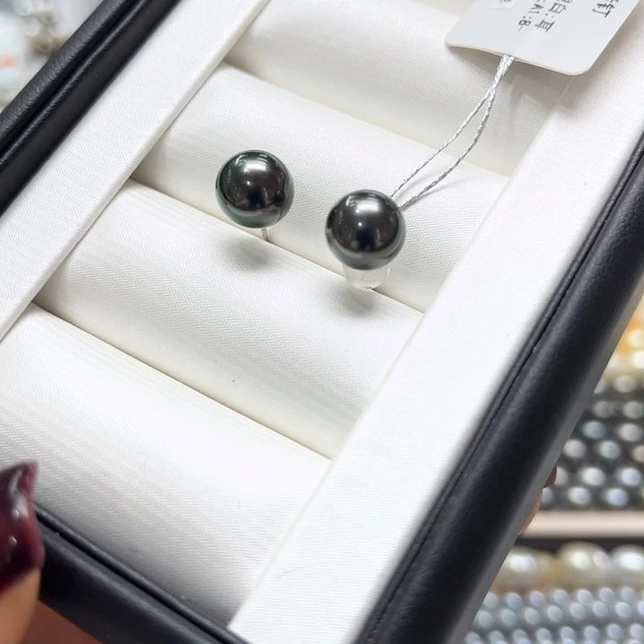 海水珍珠耳饰银S925镶嵌8-9mm