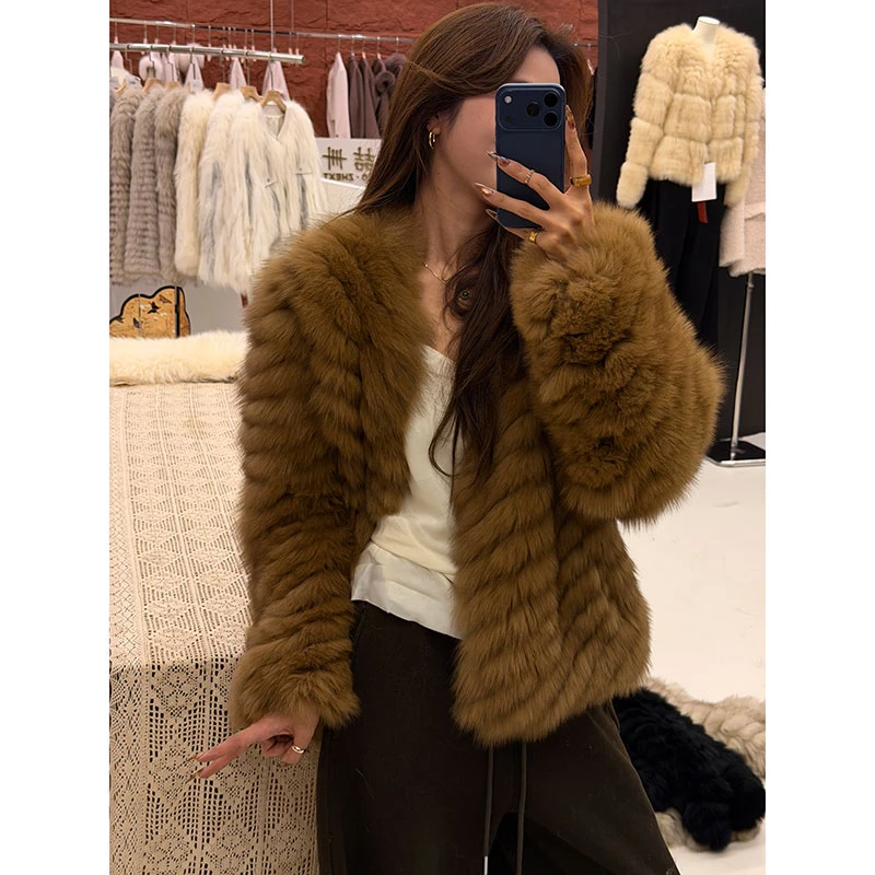 【寒霜孤影】梦熙部落M8126新款车条皮草外套软糯狐狸毛女装皮草