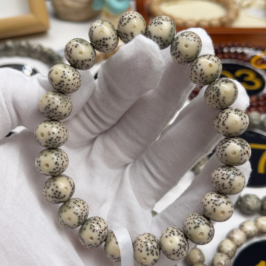 星月菩提手串飘青花12/10苹果珠丹凤眼留白星点均匀规整