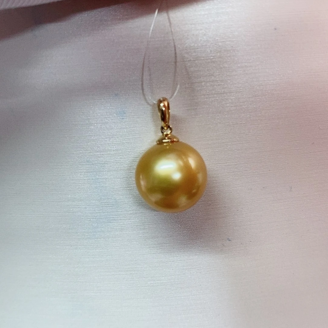 吊坠(不含链)18K金镶嵌海水珍珠10-11