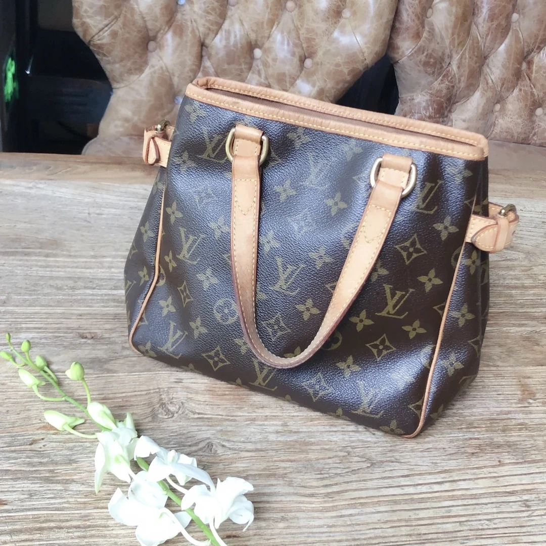 95新 LouisVuitton/路易威登 lv中古老花南瓜小水桶包