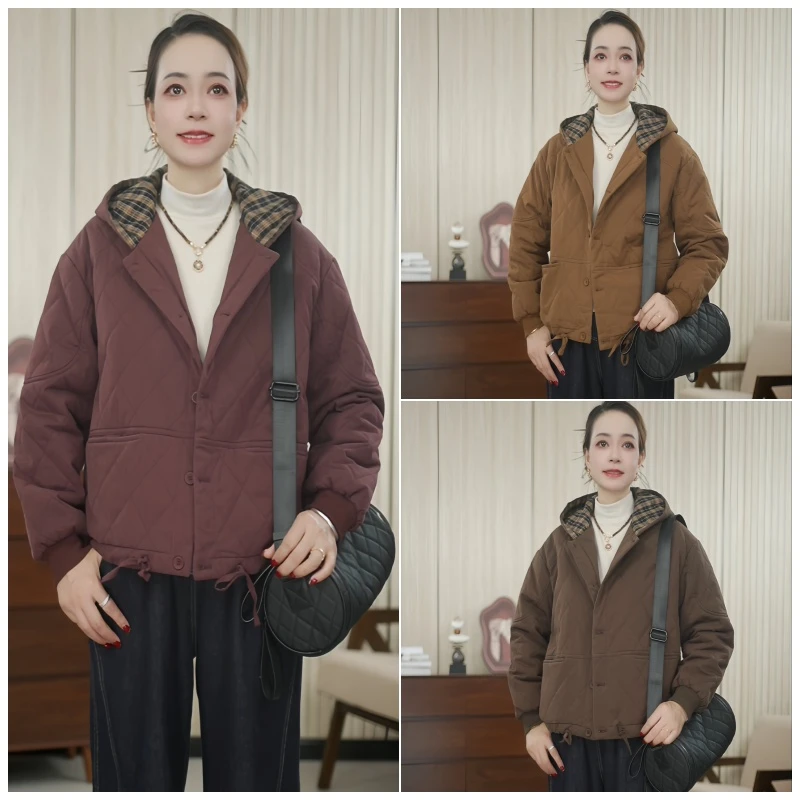 秋冬新款连帽棉服女装冬季短款棉衣保暖外套百搭1253