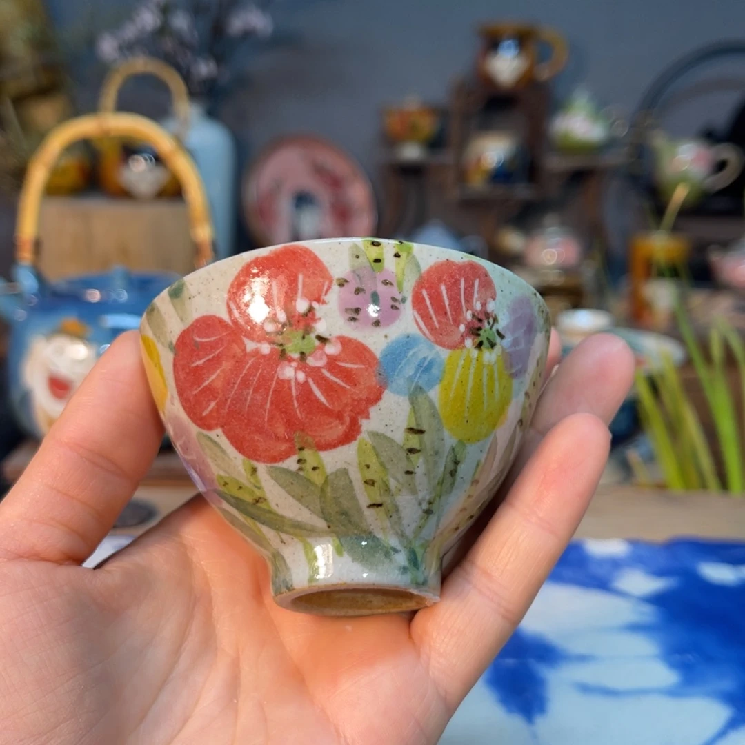 杯z*素浅陶瓷手工手绘