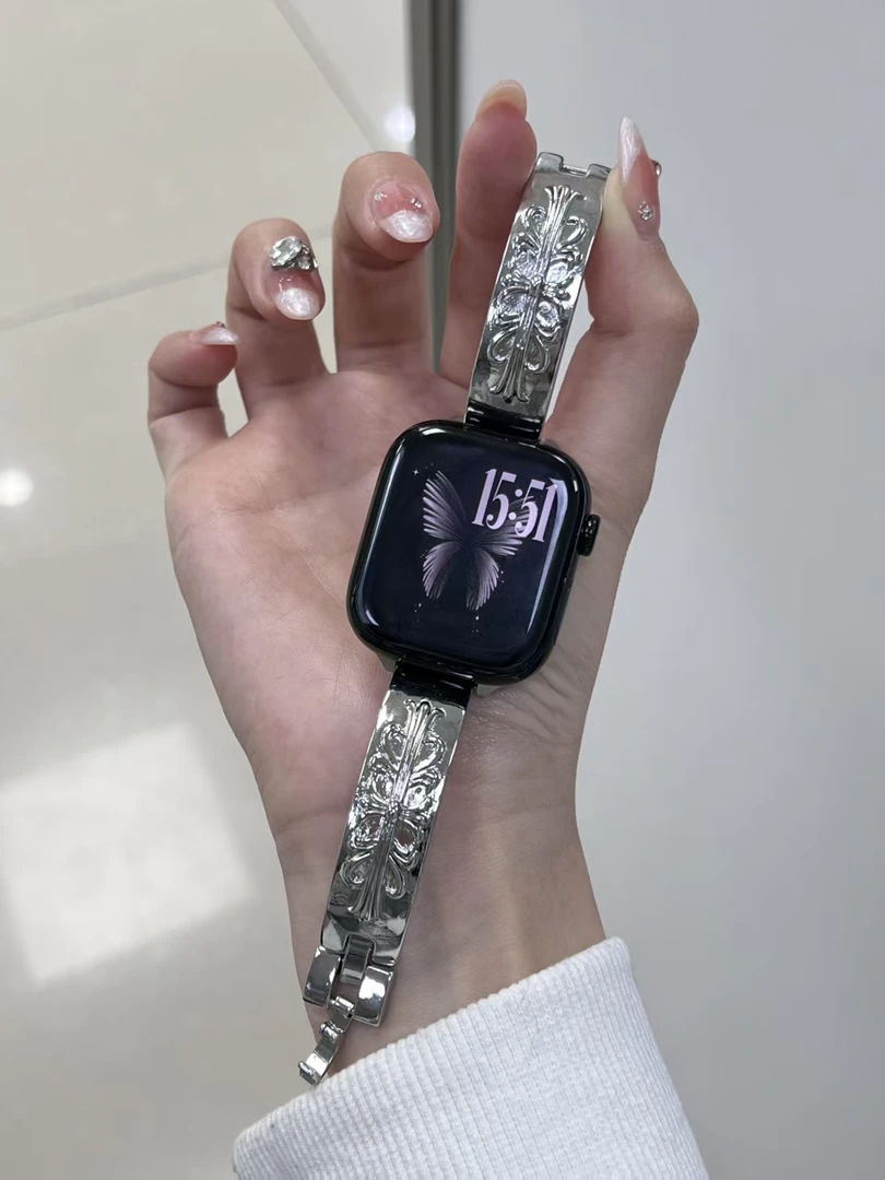 适用vivo watch gt表带十字架铜质金属手镯vivo watch5/3表带女生