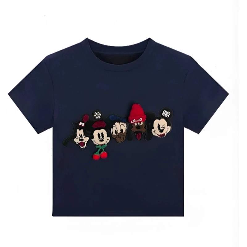 【樱桃米奇】正肩女款短袖精致T恤女2025新款设计感显瘦百搭上衣