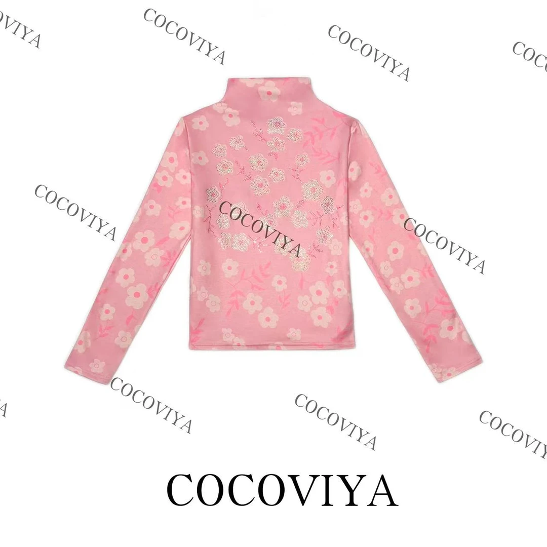 【XY】COCOVIYA甜馨花韵精致德绒长袖T恤时尚内搭上衣26C-977