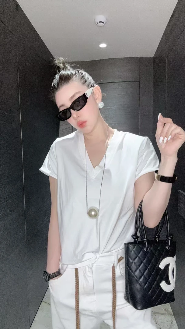 【HAV】新款时髦V领短袖套头上衣