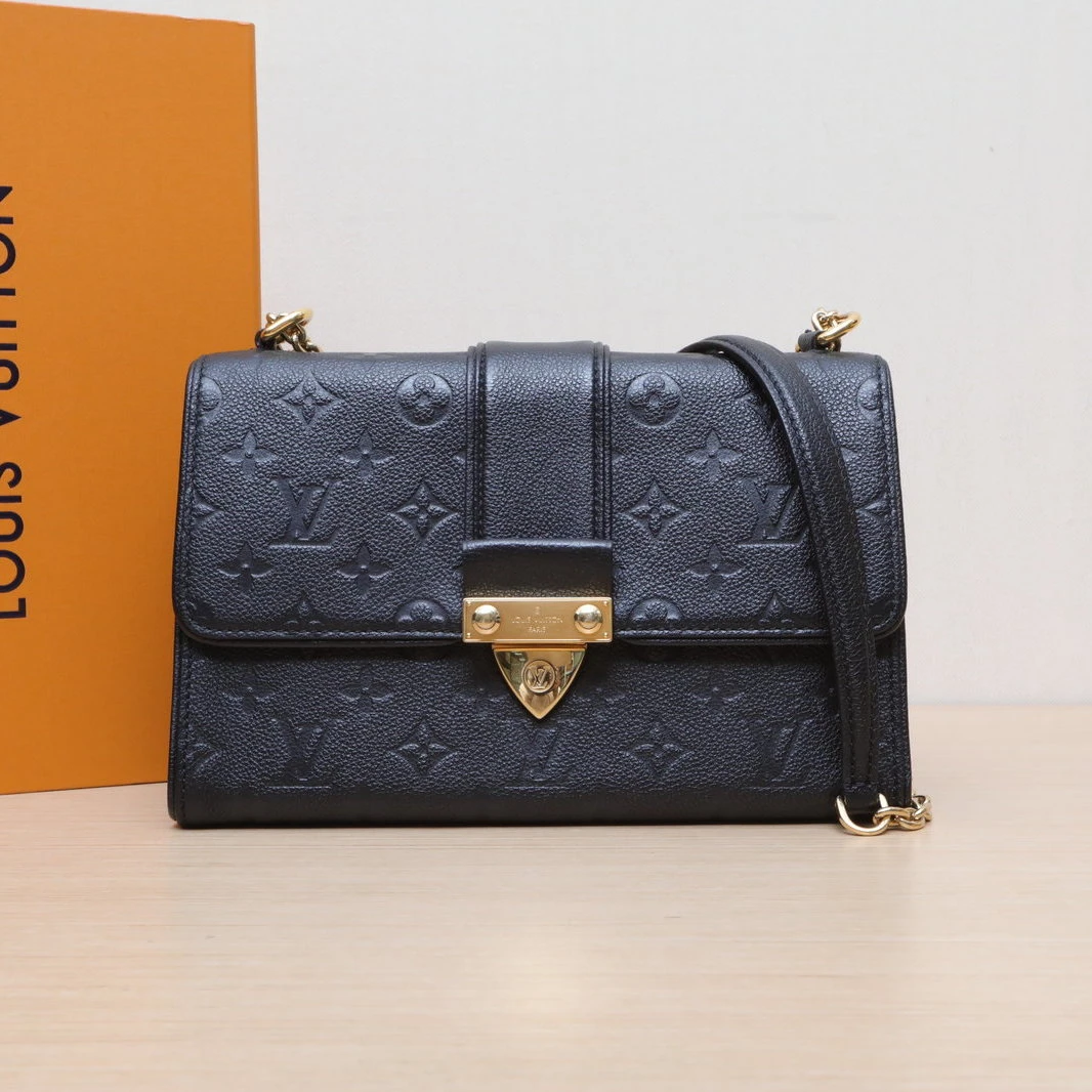 95新 LouisVuitton/路易威登 【黑黑】小号 25 黑色 金扣 单肩包