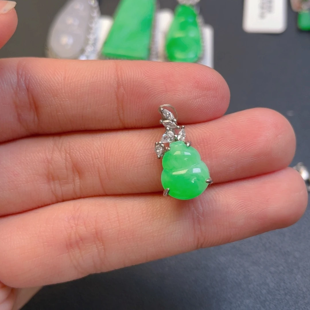 翡翠银S925镶嵌吊坠(不含链)