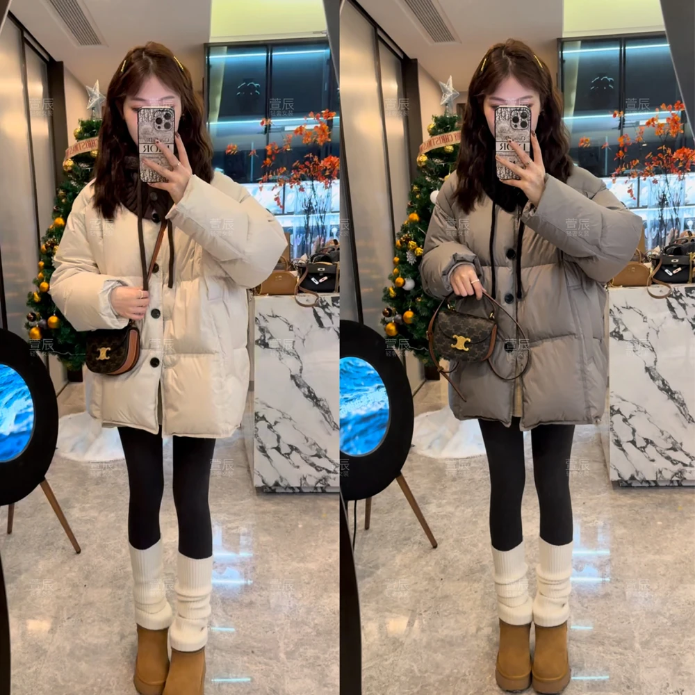 【半岛情书】冬季毛线帽宽松通勤羽绒服韩版时尚洋气实用穿搭#3935