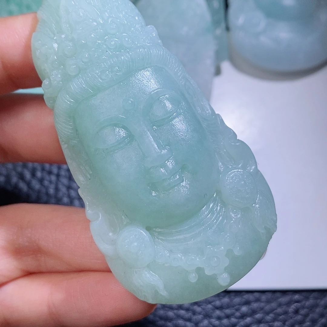 定制翡翠未镶嵌毛货付款后确认抛光