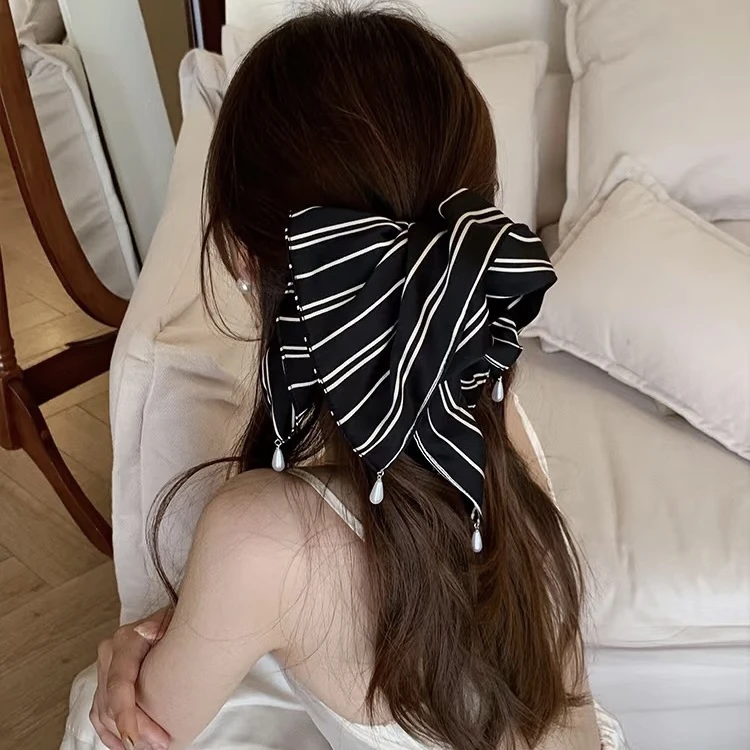 法式条纹发圈洋气秋冬高级感大肠发圈女扎头发发饰头绳韩国ins