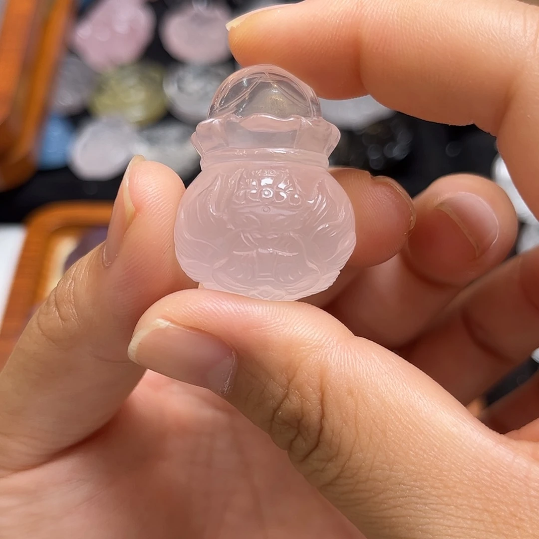 颈饰银S925镶嵌水晶ᥫ****粉水钱袋狐121