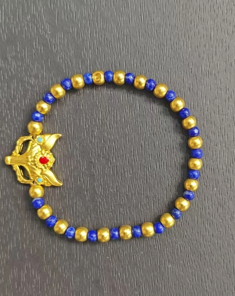 足金狐狸金珠手串