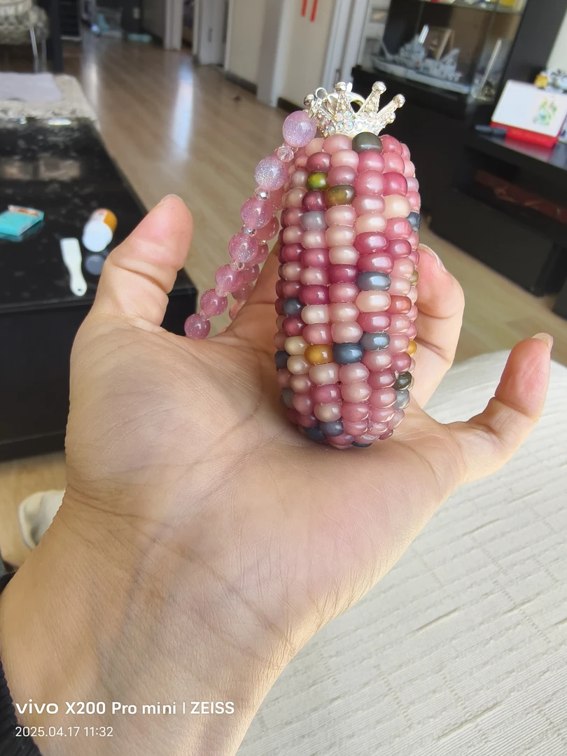 文玩小玉米粉色宝石小玉米