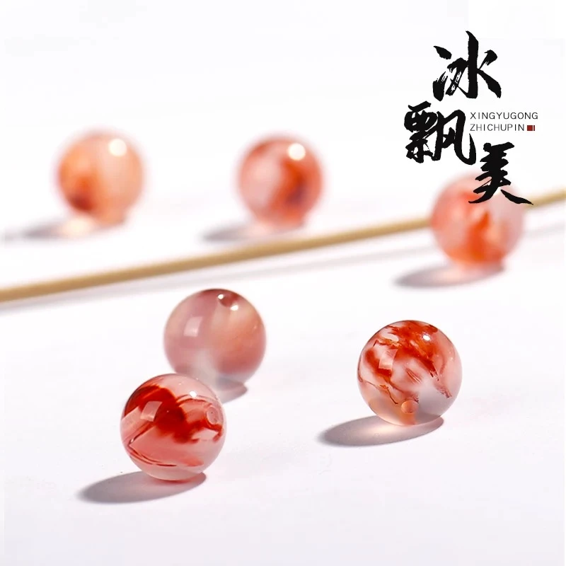 (姐弟俩珠宝)冰飘南红散珠圆珠手串diy配饰搭配百搭古风简约可爱