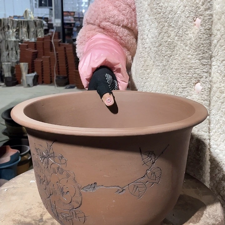 紫砂30平角金钟花盆花盆