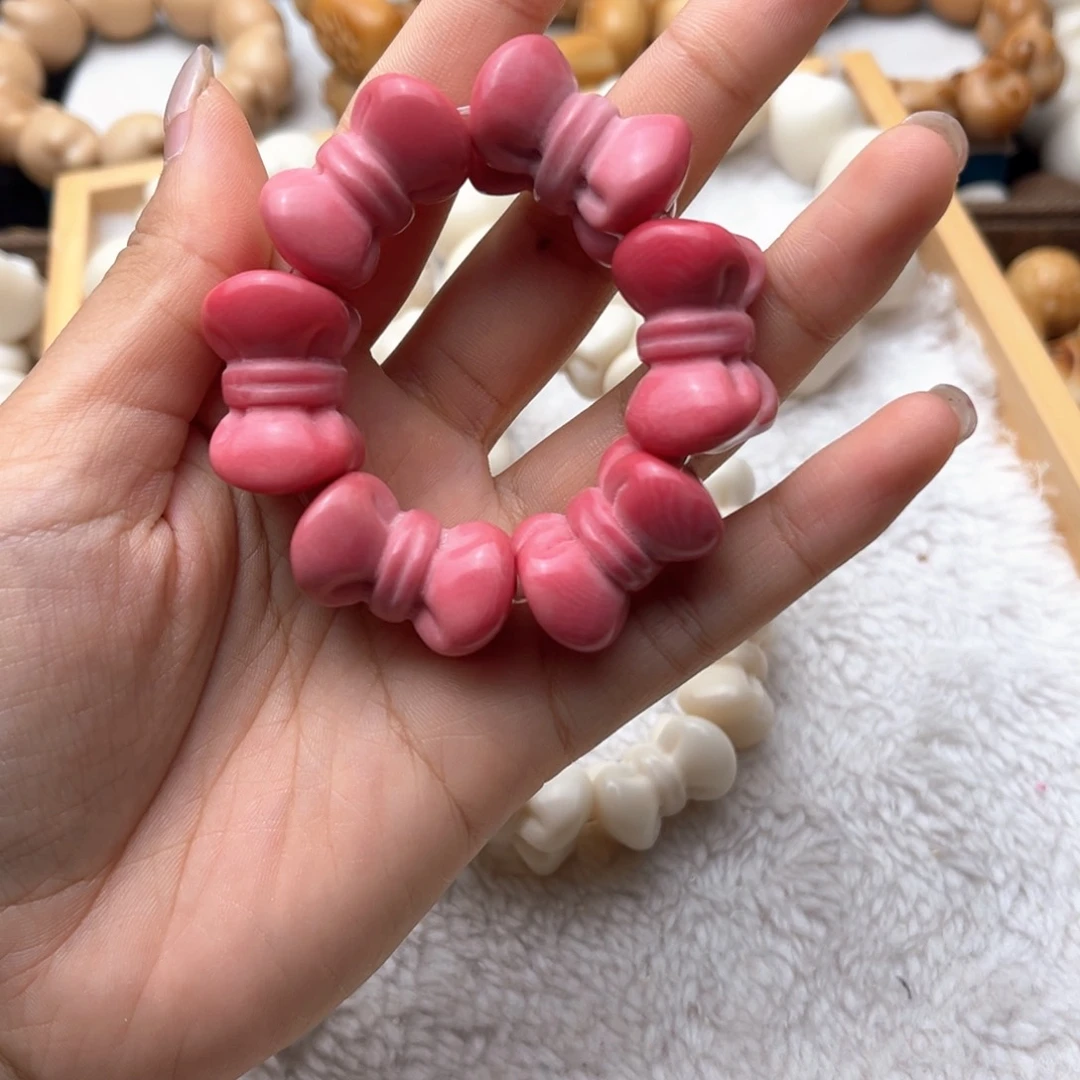 吊坠菩提根/象牙果粉色蝴蝶结卡2627