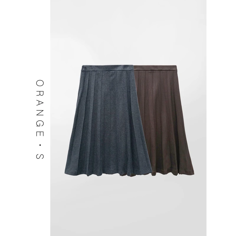 【时光琴褶半裙】黄金配比四重混纺！压绉流光韵律显瘦羊毛百褶裙