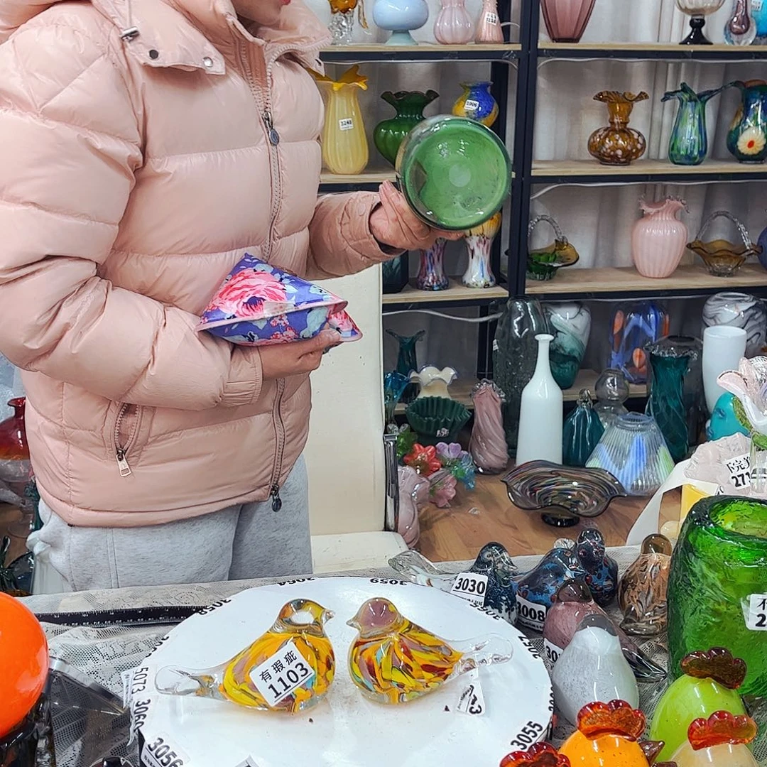 1103-1对瑕鸟家悦琉璃工艺品