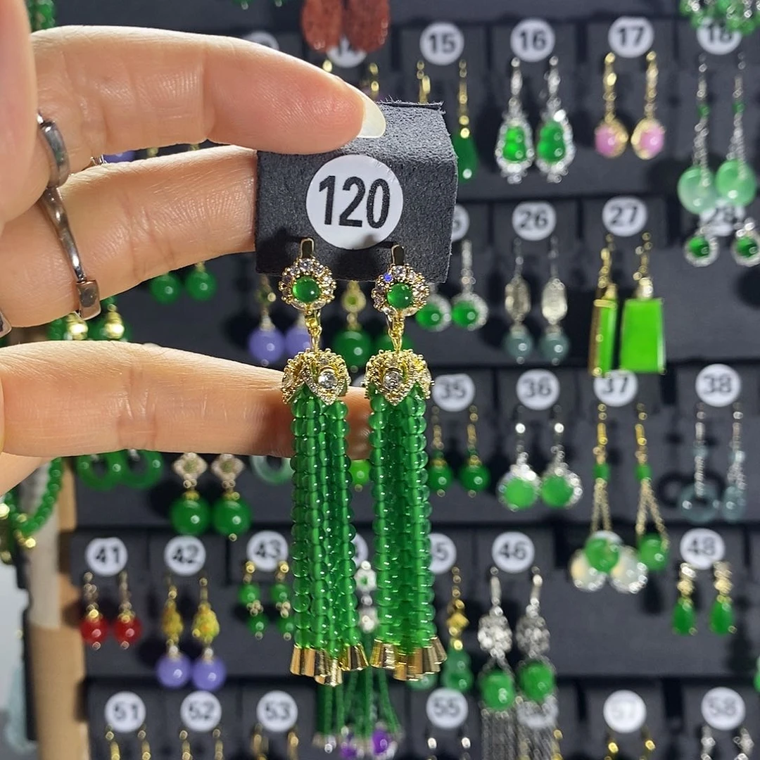 银S925镶嵌翡翠耳饰120