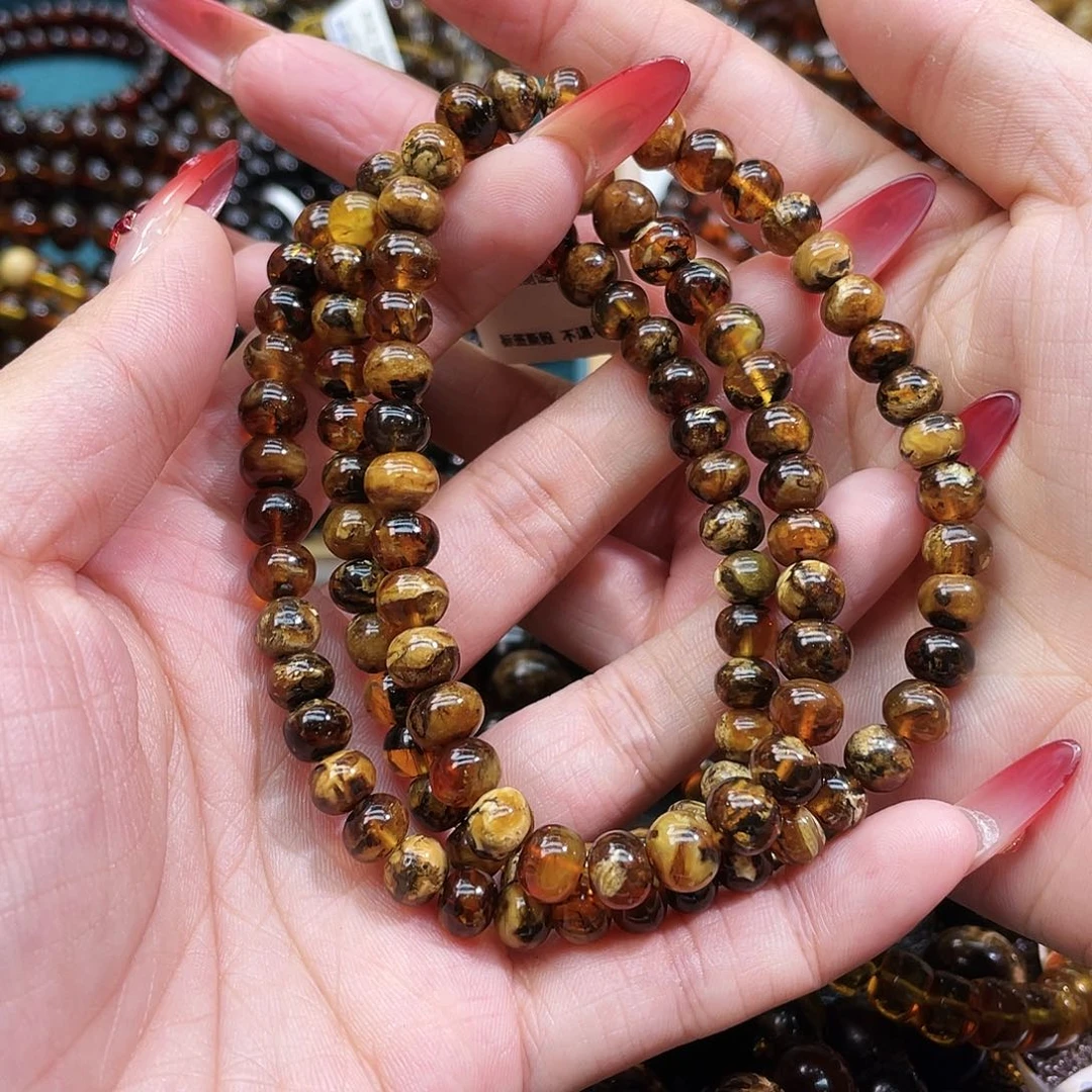 琥珀未镶嵌裸石7mm花珀