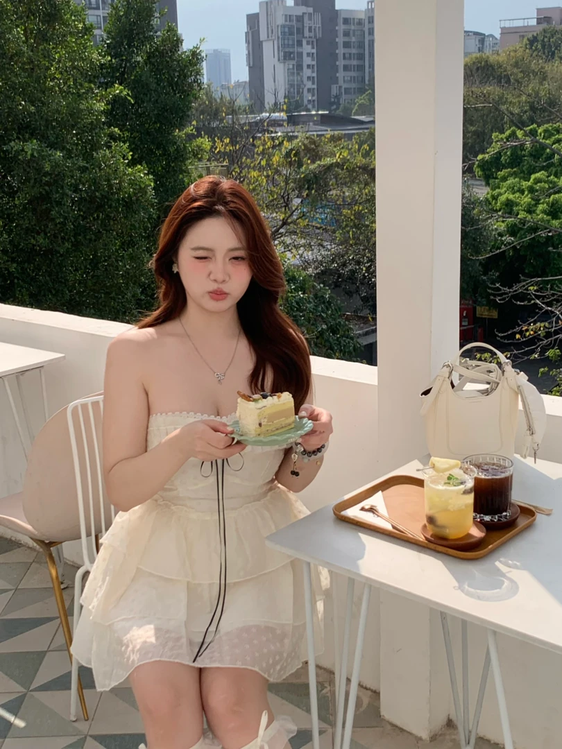 【Yez1】 “初游记“微胖显瘦短款刺绣蛋糕裙