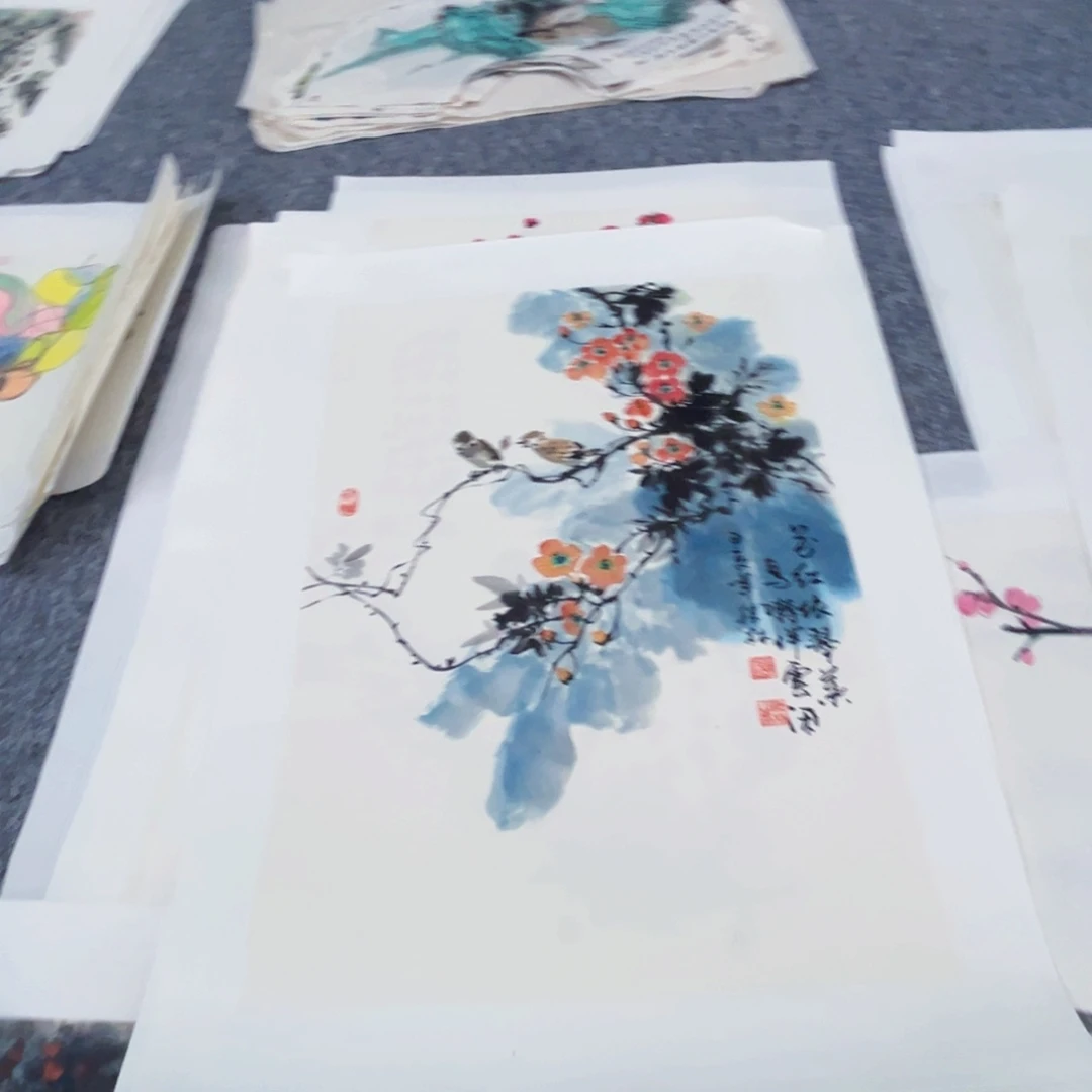 国画墨**柠四尺三开绘画作品