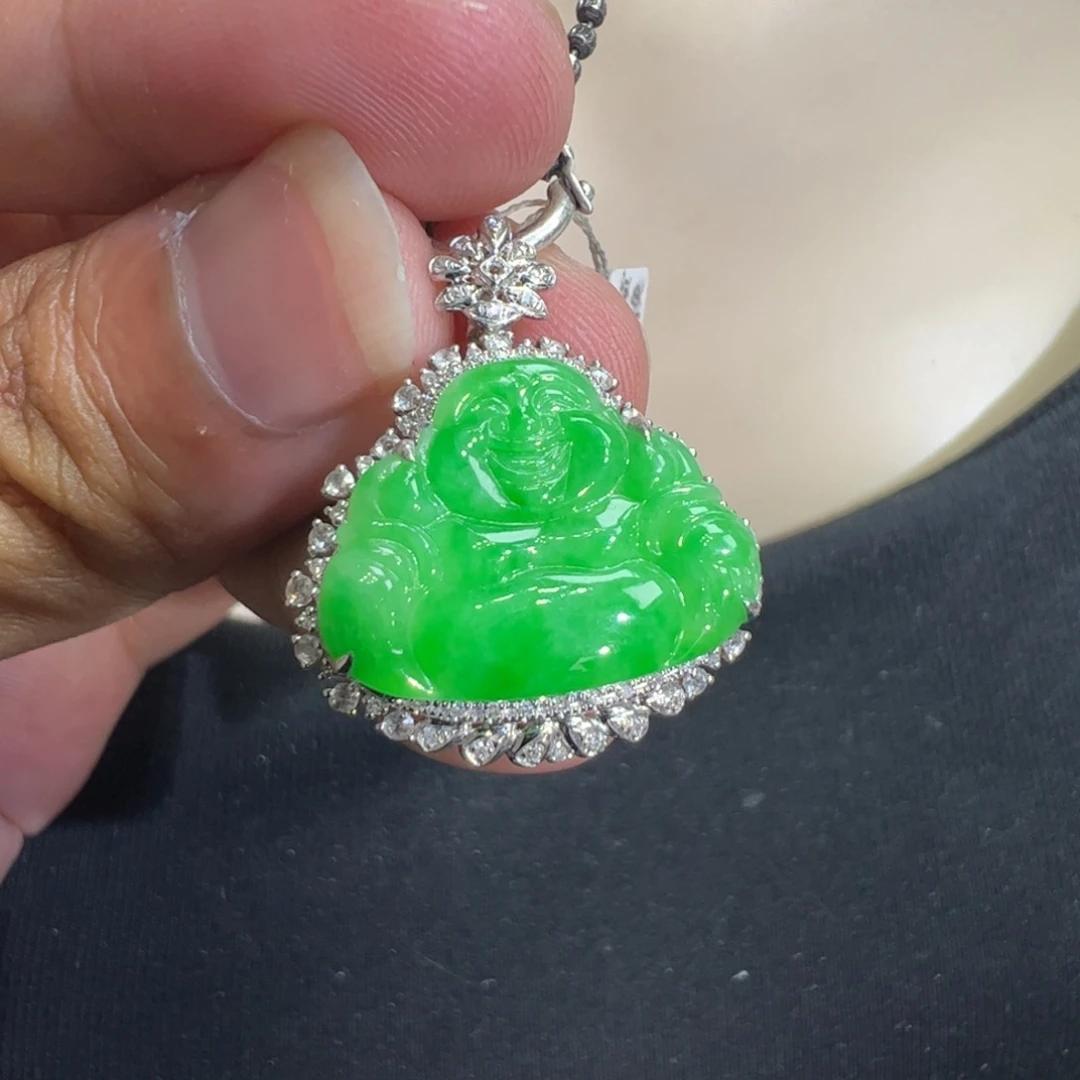 翡翠18K金镶嵌吊坠(不含链)