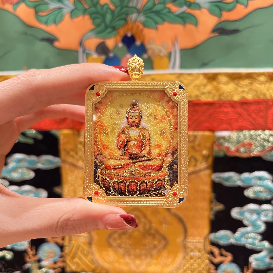 宝洛奇BLQTK-164 五方佛大日如来莲花灯手工砂双面唐卡