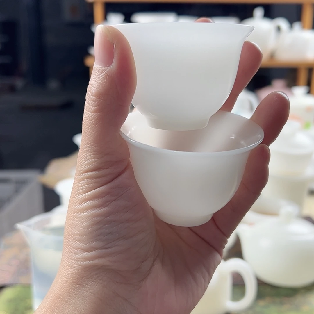 灯***塔2个装素烧璞玉薄胎反口杯60ml+砂纸