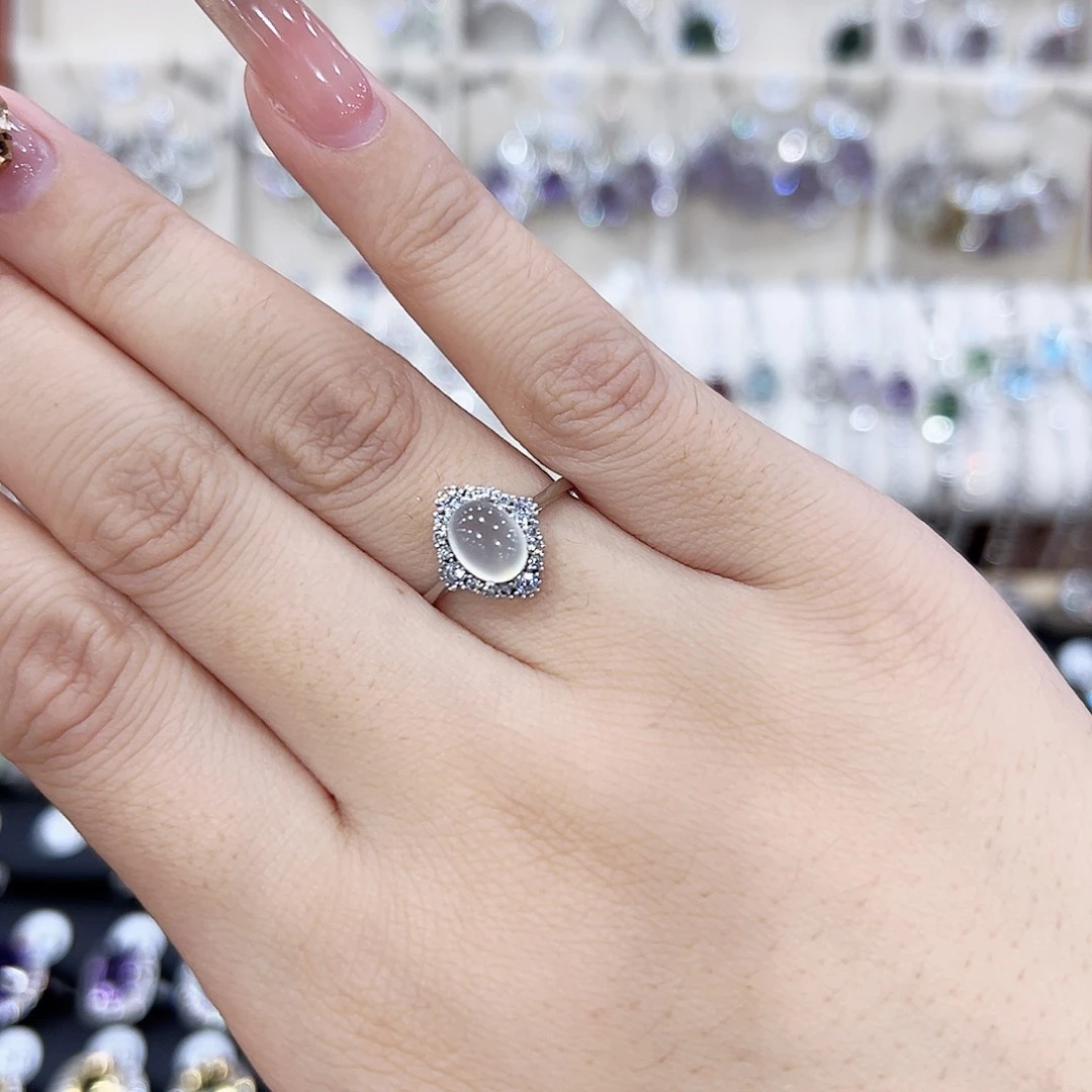 蛇纹石玉银S925镶嵌戒指