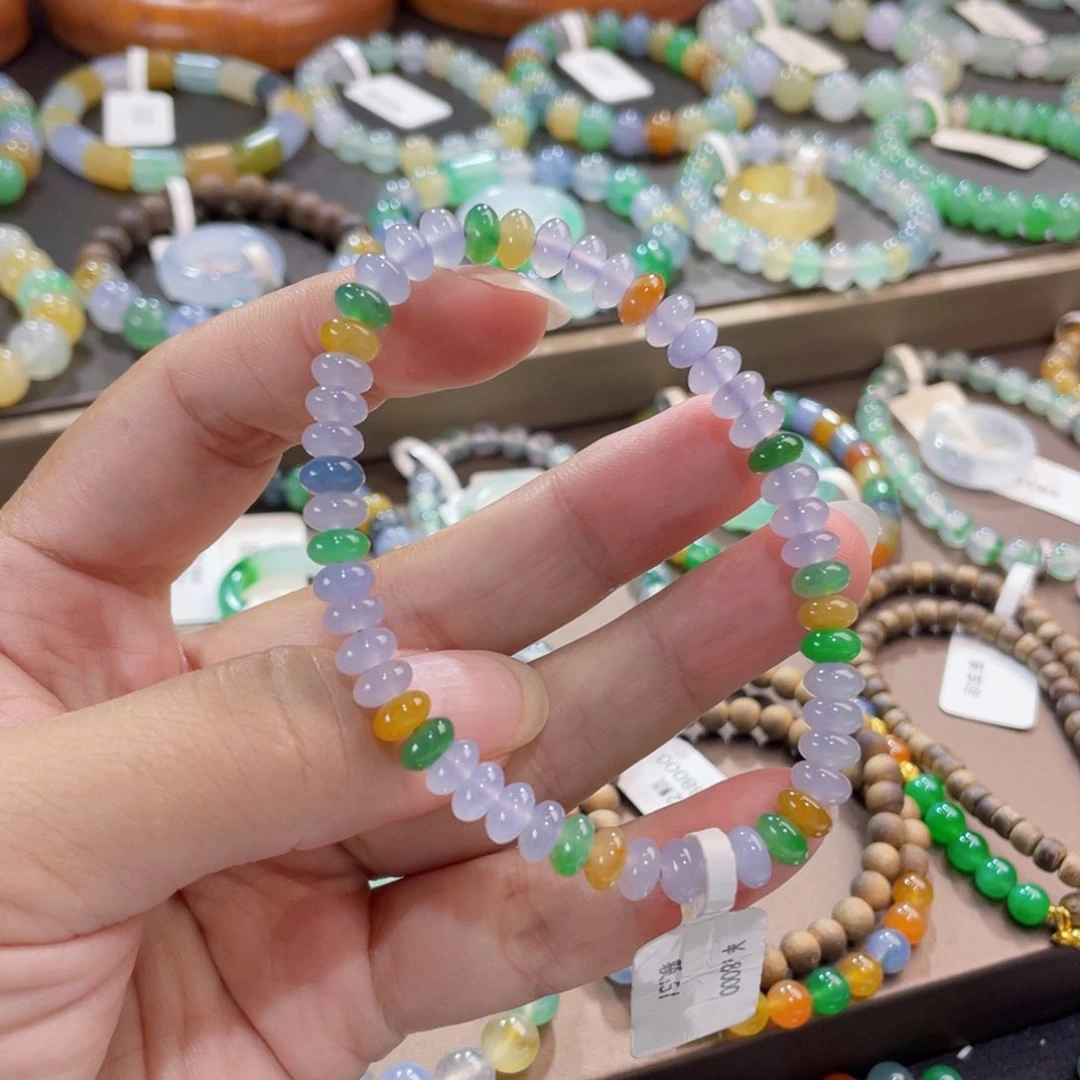 未镶嵌手链翡翠冰多宝算盘珠