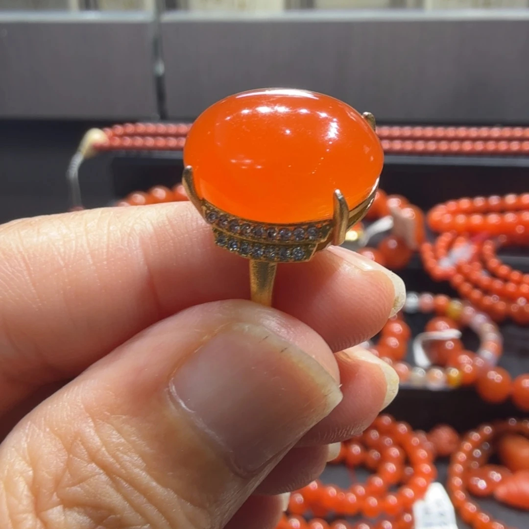 南红玛瑙合金戒指