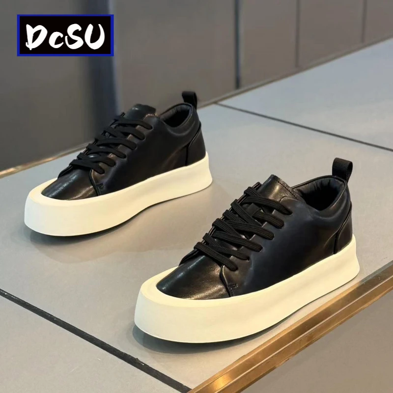 【香港DcSU&Shoes官方正品】潮流厚底增高鞋休闲低帮乐福鞋休闲皮鞋