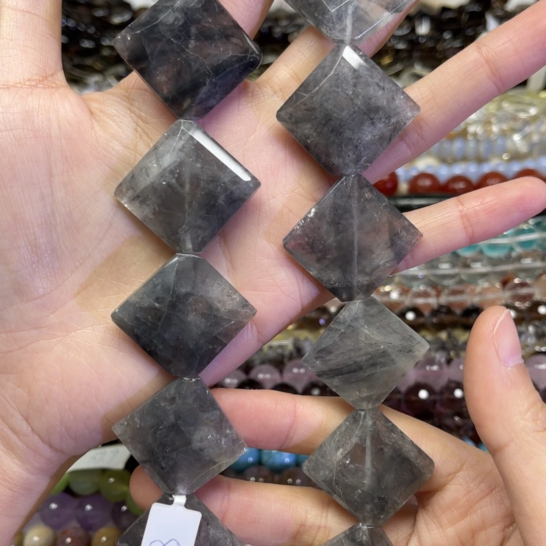 玛瑙/玉髓散珠天然云雾水晶卡长条38厘米