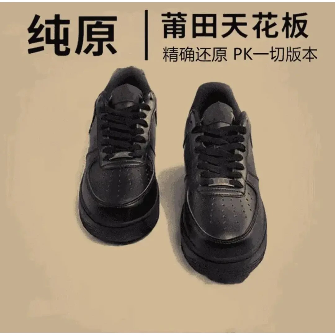 黑色情侣款1号经典复古风格耐磨低帮板鞋