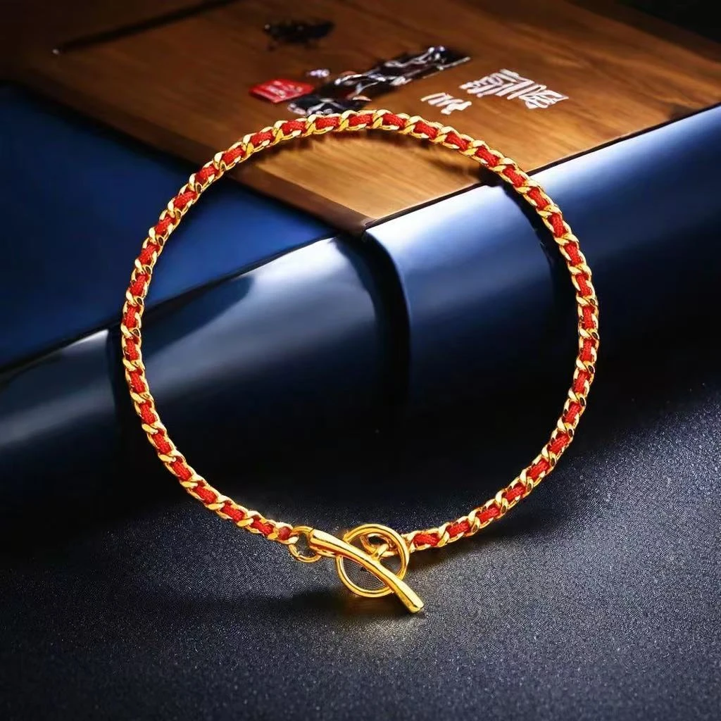 铜合金布艺手链 精致高级感编织红绳ot扣手链  F1-011 F1-012