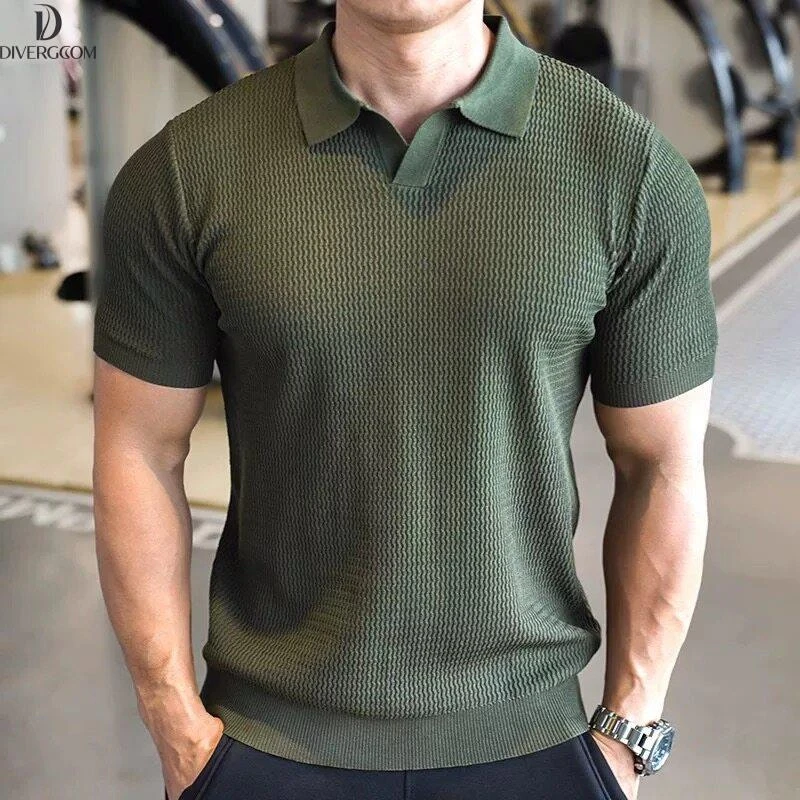 DIIIVERGOM休闲新款短袖恤男夏季高端轻奢潮牌健夏季休闲翻领T恤
